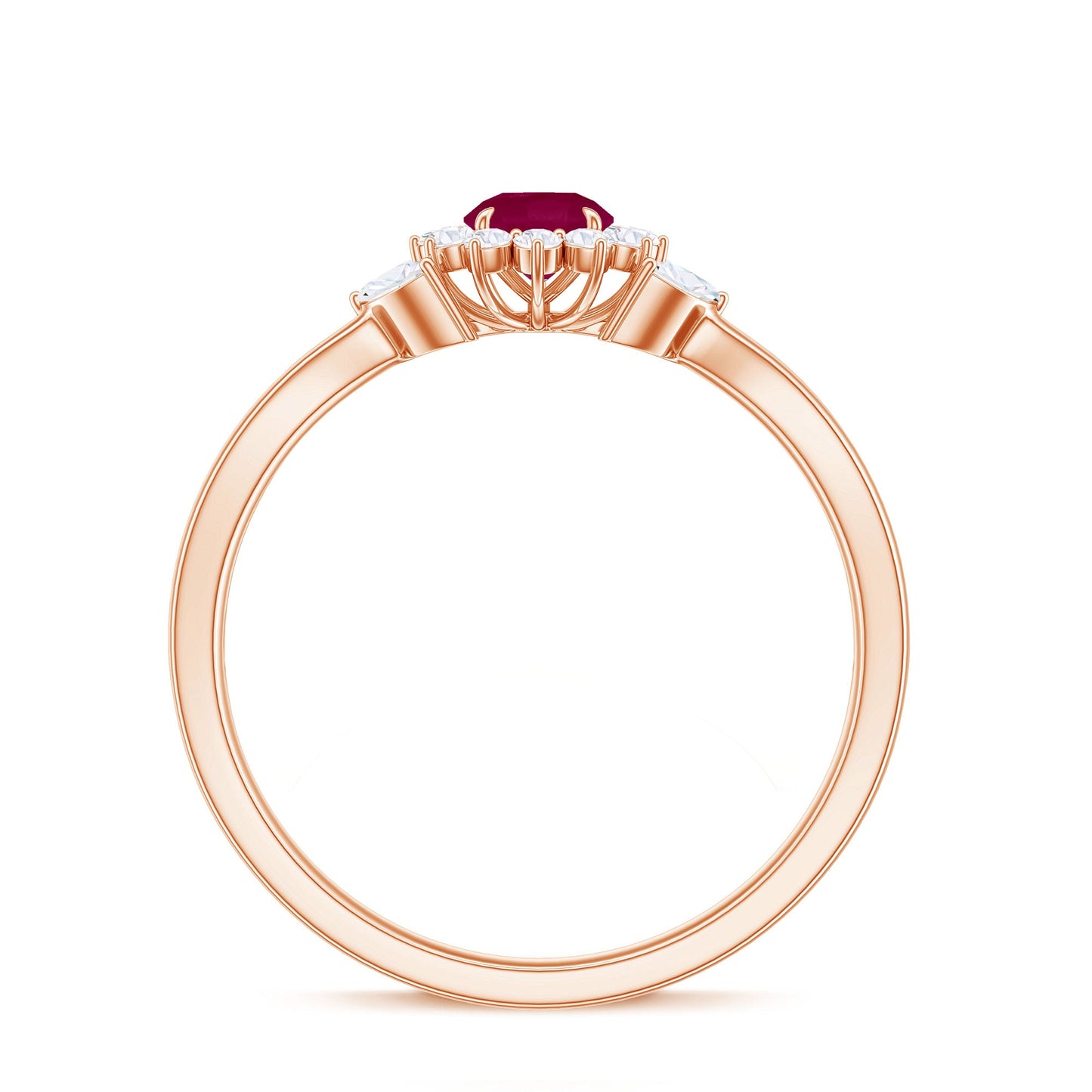 Anillo de compromiso de rubí inspirado en la naturaleza con diamante para mujer