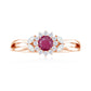 Anillo de compromiso de rubí inspirado en la naturaleza con diamante para mujer