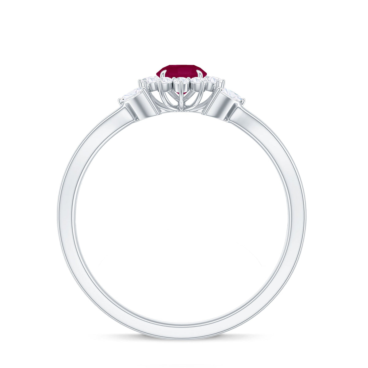 Anillo de compromiso de rubí inspirado en la naturaleza con diamante para mujer