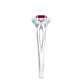 Anillo de compromiso de rubí inspirado en la naturaleza con diamante para mujer