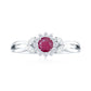 Anillo de compromiso de rubí inspirado en la naturaleza con diamante para mujer