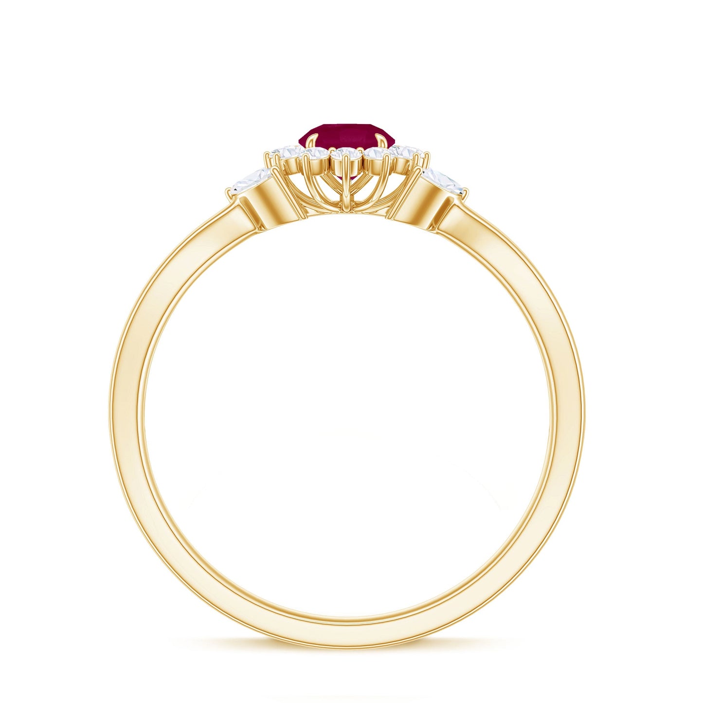 Anillo de compromiso de rubí inspirado en la naturaleza con diamante para mujer