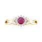 Anillo de compromiso de rubí inspirado en la naturaleza con diamante para mujer