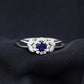 Anillo de compromiso floral de zafiro azul certificado con diamante