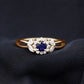 Anillo de compromiso floral de zafiro azul certificado con diamante