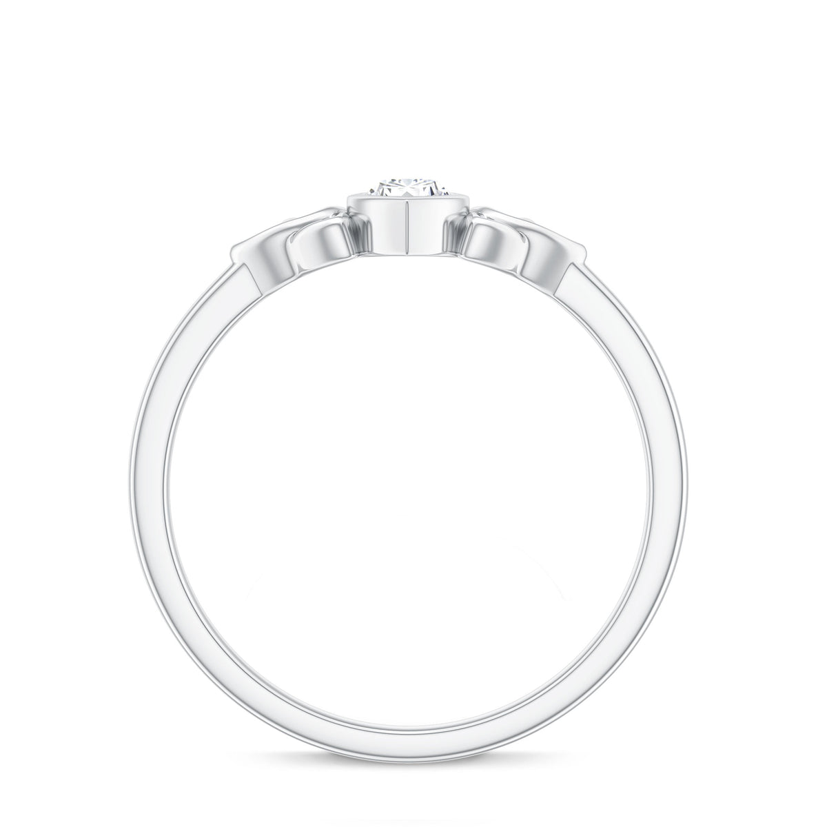 Natural Bezel Set Marquise Diamond Engagement Ring with Celtic Knot