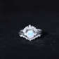 0.8 Carat Natural Ethiopian Rainbow Opal Diamond Wedding Bridal Ring Set of 3