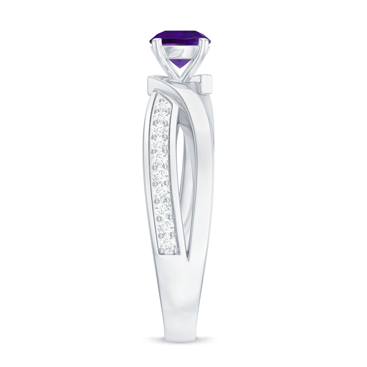 Real Amethyst Engagement Ring with Diamond Infinity Shank