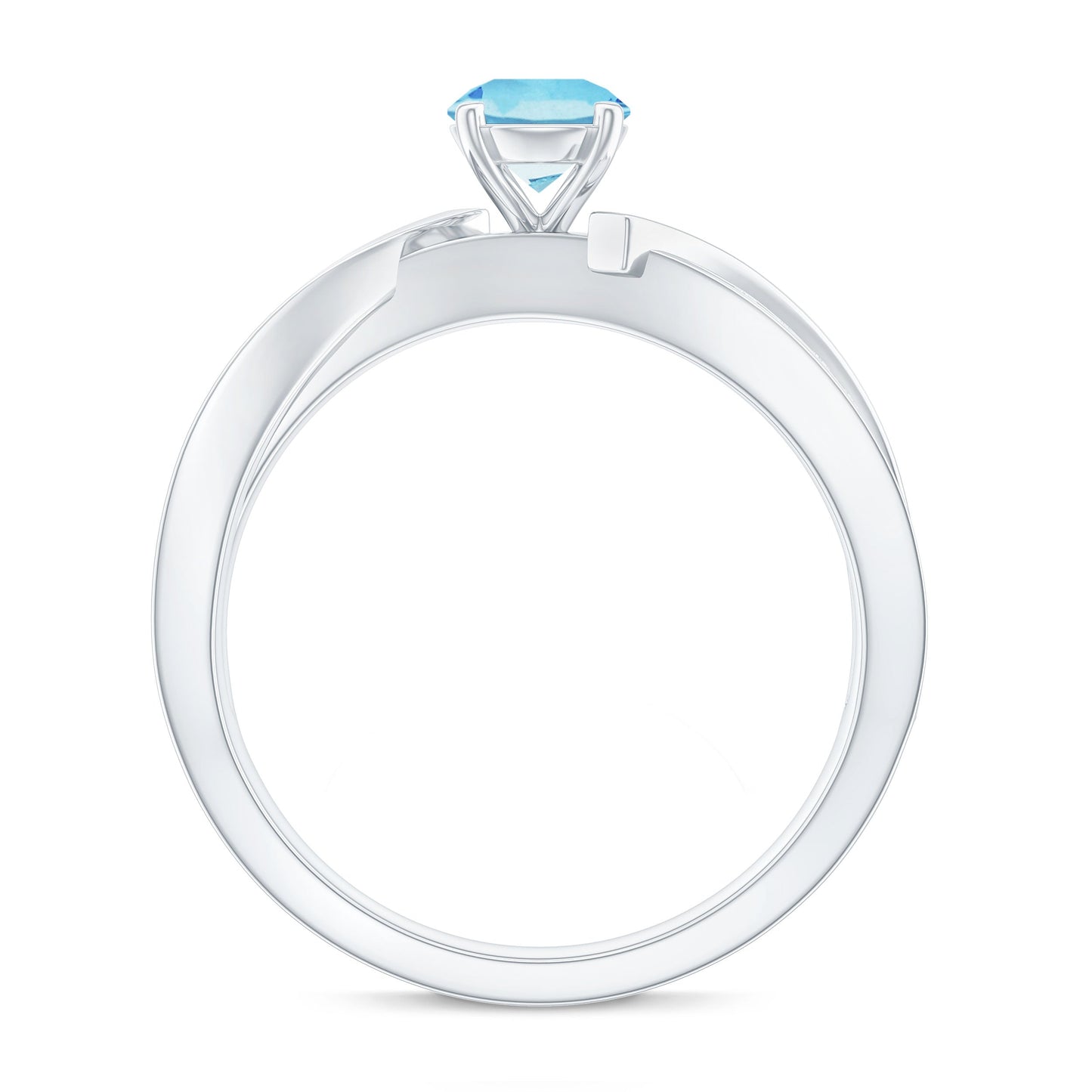 Anillo de compromiso infinito de aguamarina natural de 0,8 quilates y diamantes