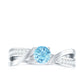 Anillo de compromiso infinito de aguamarina natural de 0,8 quilates y diamantes