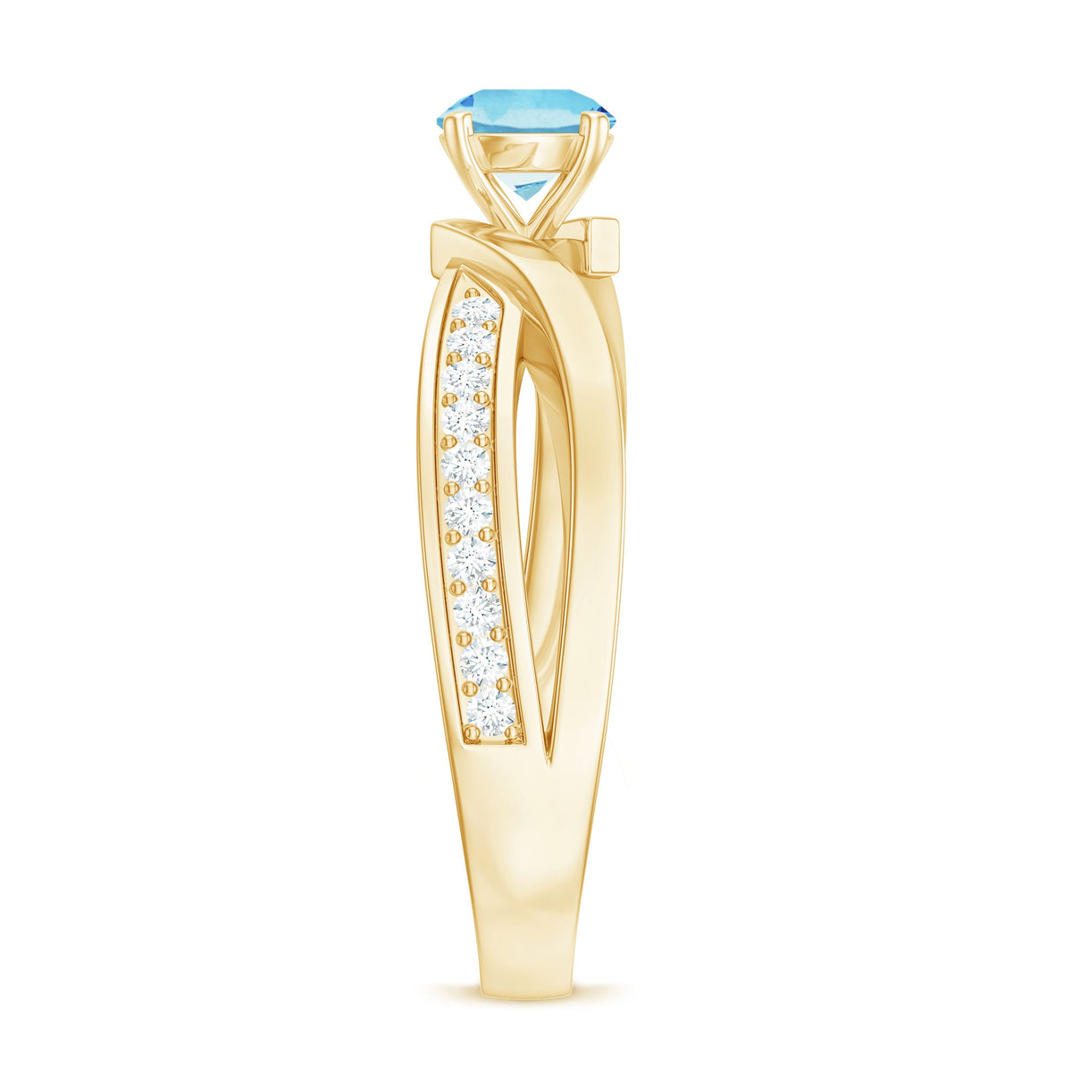 Anillo de compromiso infinito de aguamarina natural de 0,8 quilates y diamantes