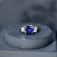 Certified 5.98 Carat Lab Grown Blue Sapphire Big Engagement Ring with Moissanite
