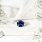 Certified 5.98 Carat Lab Grown Blue Sapphire Big Engagement Ring with Moissanite