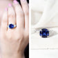 Certified 5.98 Carat Lab Grown Blue Sapphire Big Engagement Ring with Moissanite