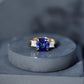 Certified 5.98 Carat Lab Grown Blue Sapphire Big Engagement Ring with Moissanite