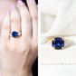Certified 5.98 Carat Lab Grown Blue Sapphire Big Engagement Ring with Moissanite