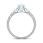 1 Carat Genuine Aquamarine Oval Engagement Ring with Diamond Side Stones