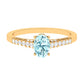 1 Carat Genuine Aquamarine Oval Engagement Ring with Diamond Side Stones