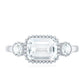 1.8 Carat Emerald Cut Moissanite 3 Stone Engagement Ring in East West Style