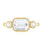 1.8 Carat Emerald Cut Moissanite 3 Stone Engagement Ring in East West Style