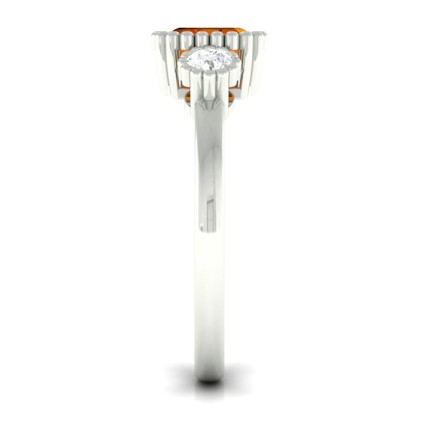 Anillo de compromiso de ópalo de fuego de 1 quilate engastado en horizontal con diamante