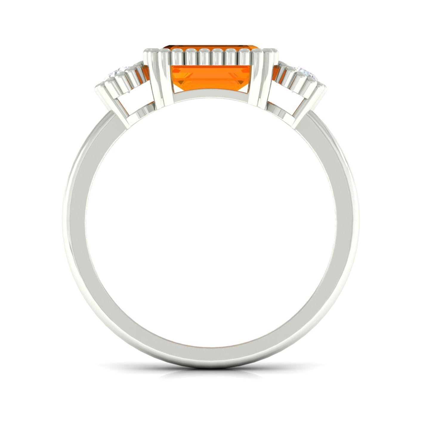 Anillo de compromiso de ópalo de fuego de 1 quilate engastado en horizontal con diamante