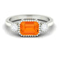 Anillo de compromiso de ópalo de fuego de 1 quilate engastado en horizontal con diamante