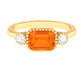Anillo de compromiso de ópalo de fuego de 1 quilate engastado en horizontal con diamante