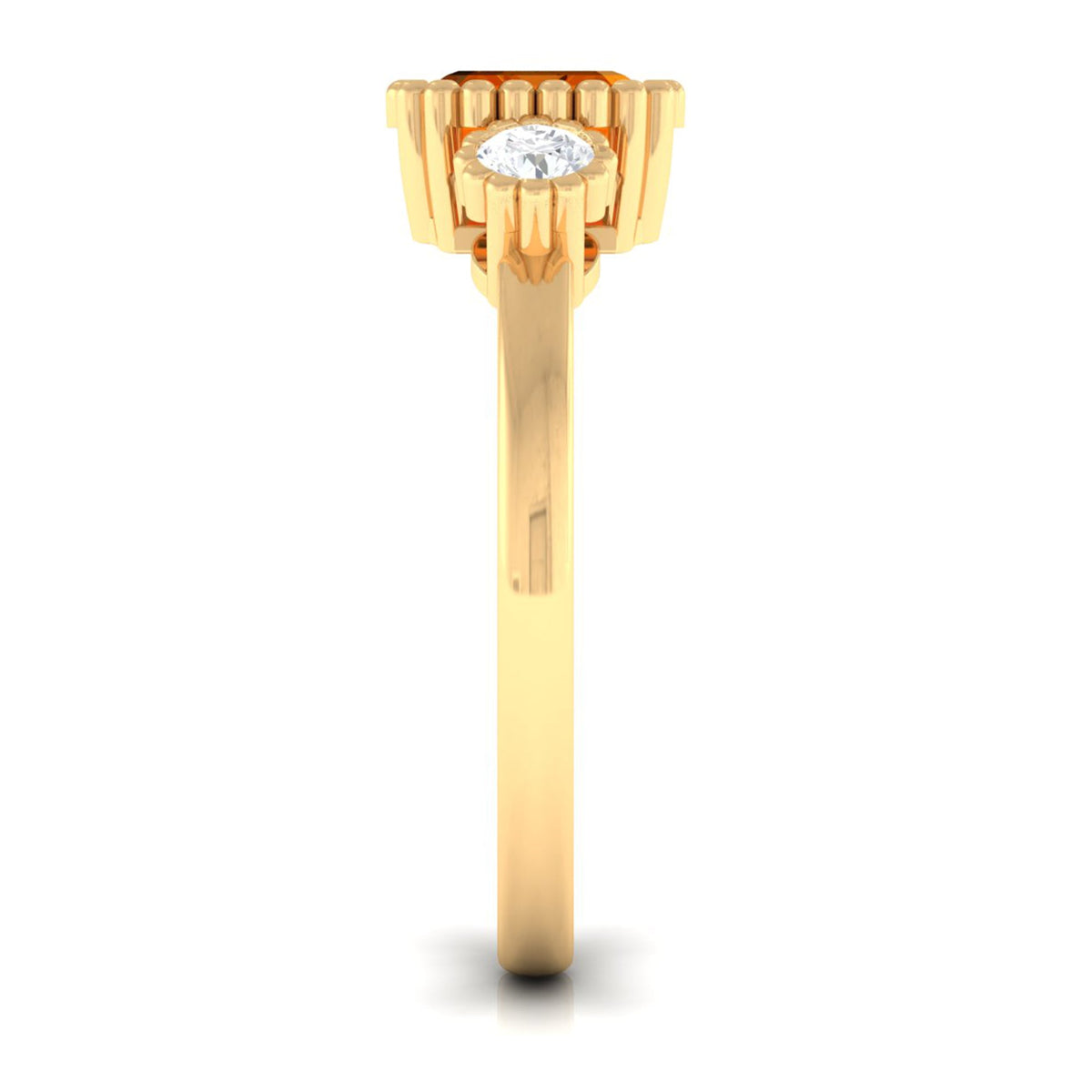 Anillo de compromiso de ópalo de fuego de 1 quilate engastado en horizontal con diamante