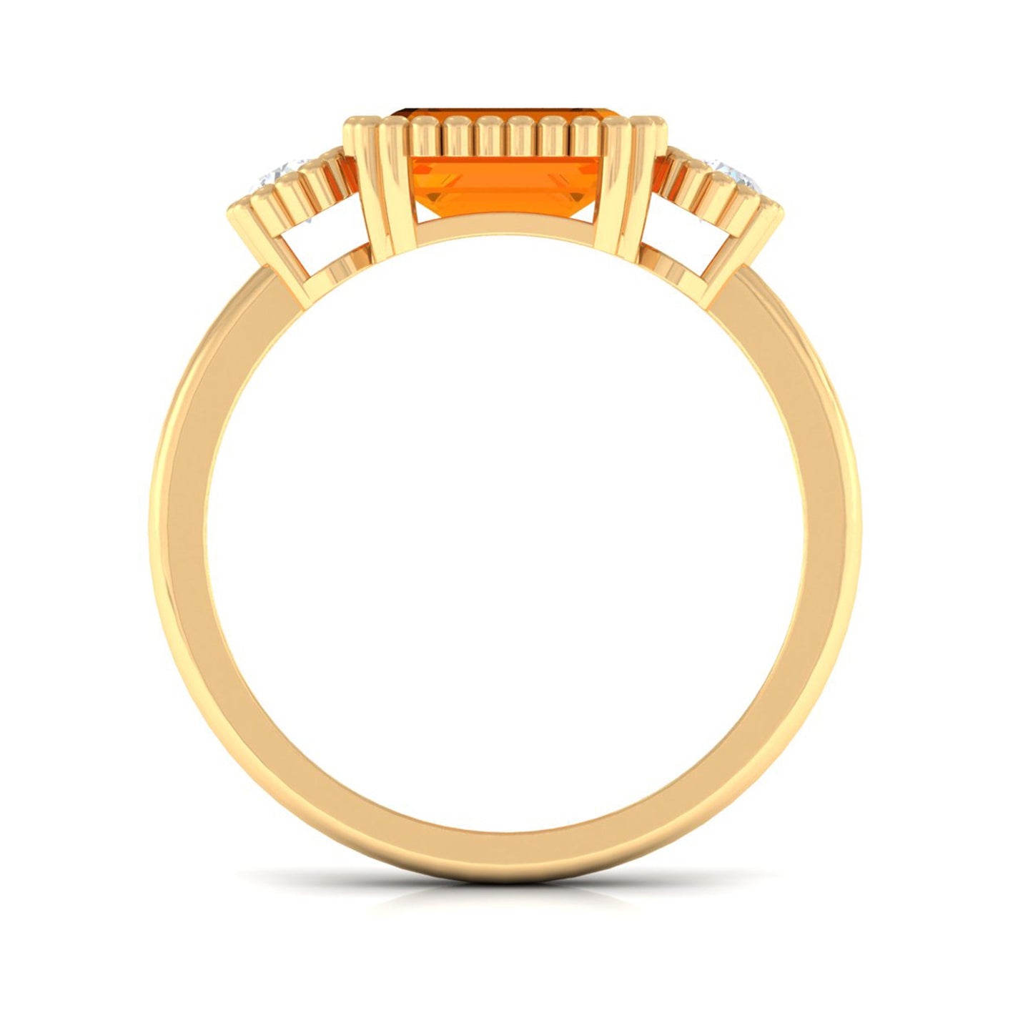 Anillo de compromiso de ópalo de fuego de 1 quilate engastado en horizontal con diamante