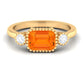 Anillo de compromiso de ópalo de fuego de 1 quilate engastado en horizontal con diamante