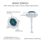 Genuine London Blue Topaz Statement Engagement Ring with Diamond