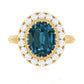 Genuine London Blue Topaz Statement Engagement Ring with Diamond