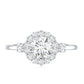 Round Cut Moissanite Halo Engagement Ring with Certificate