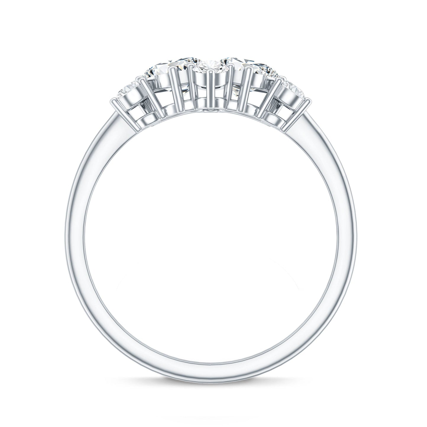 Anillo de promesa de racimo de moissanita redonda y con forma de pera