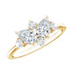 Anillo de promesa de racimo de moissanita redonda y con forma de pera