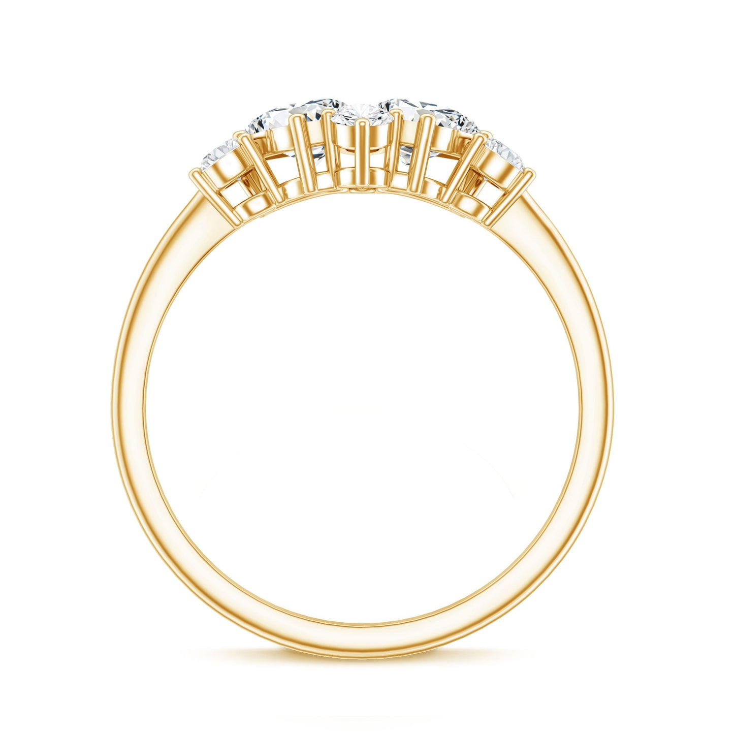 Anillo de promesa de racimo de moissanita redonda y con forma de pera