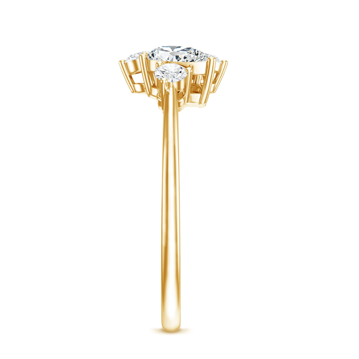 Anillo de promesa de racimo de moissanita redonda y con forma de pera