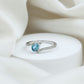 Anillo de promesa de aguamarina auténtica y diamantes con montura tipo bypass