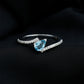 Anillo de promesa de aguamarina auténtica y diamantes con montura tipo bypass