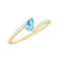 Anillo de promesa de aguamarina auténtica y diamantes con montura tipo bypass