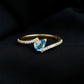 Anillo de promesa de aguamarina auténtica y diamantes con montura tipo bypass