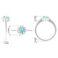 0.8 Carat Aquamarine Engagement Ring with Diamond Floating Halo