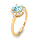 0.8 Carat Aquamarine Engagement Ring with Diamond Floating Halo