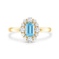 Octagon Aquamarine Engagement Ring with Diamond Halo