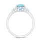 1 Carat Oval Cut Aquamarine Engagement Ring with Diamond Collar