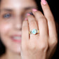 1.3 Carat Ethiopian Opal Oblong Engagement Ring with Diamond