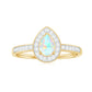 Natural 0.7 Carat Opalescent Teardrop Engagement Ring with Diamond Halo