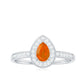 Classic Fire Opal Engagement Ring with Diamond Halo