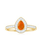 Classic Fire Opal Engagement Ring with Diamond Halo
